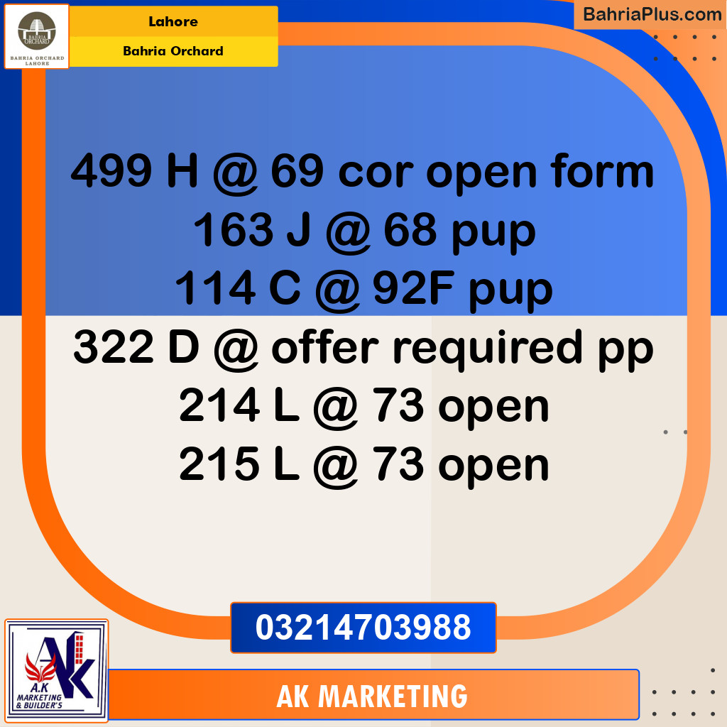 8 Marla Residential Plot for Sale in Bahria Orchard, Lahore - (BP-254398)