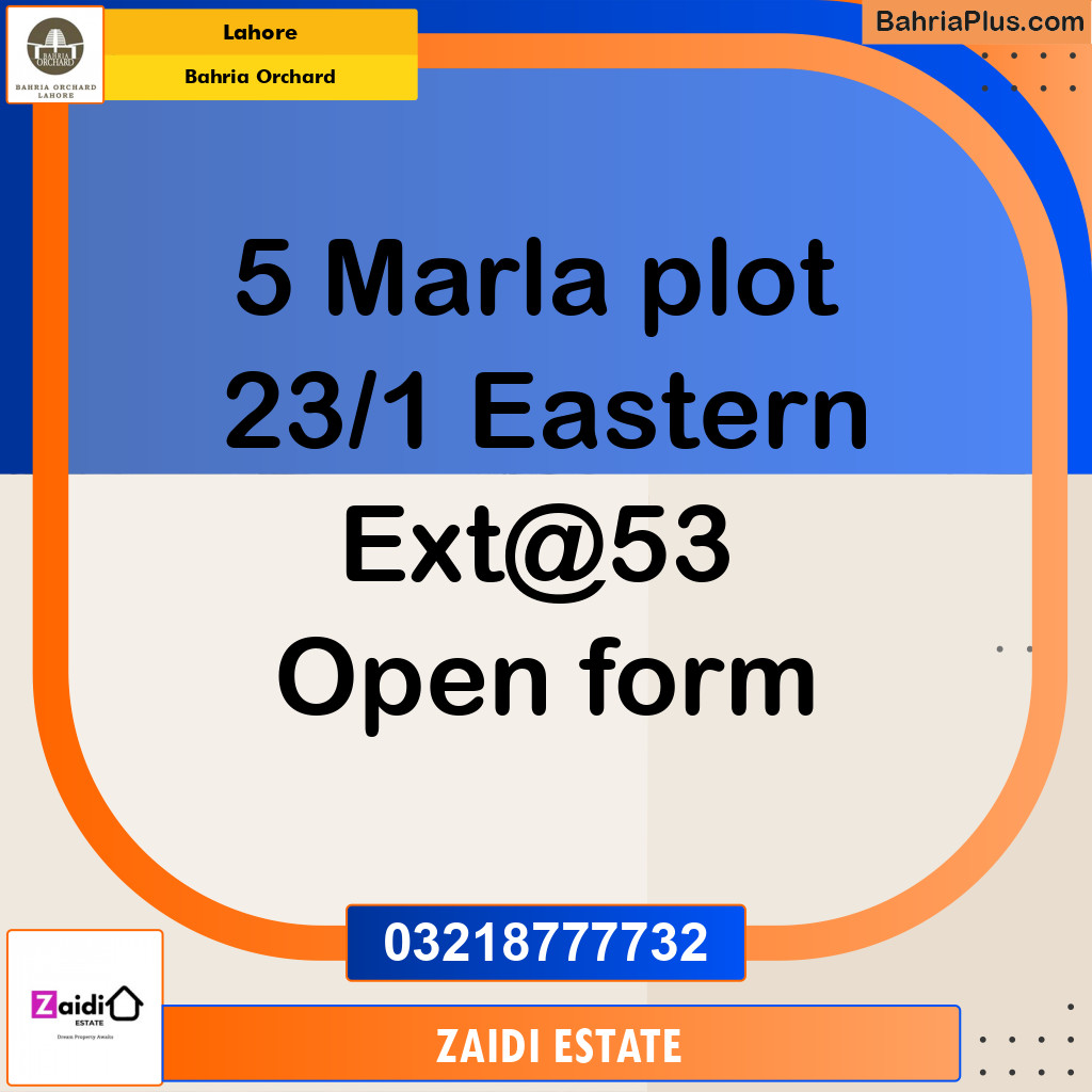 Residential Plot for Sale in Bahria Orchard, Lahore - (BP-254419)