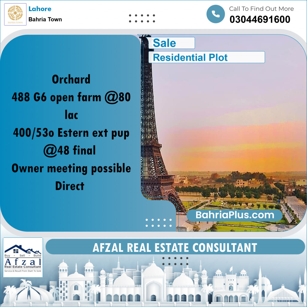 Residential Plot for Sale in Bahria Town, Lahore - (BP-254447)