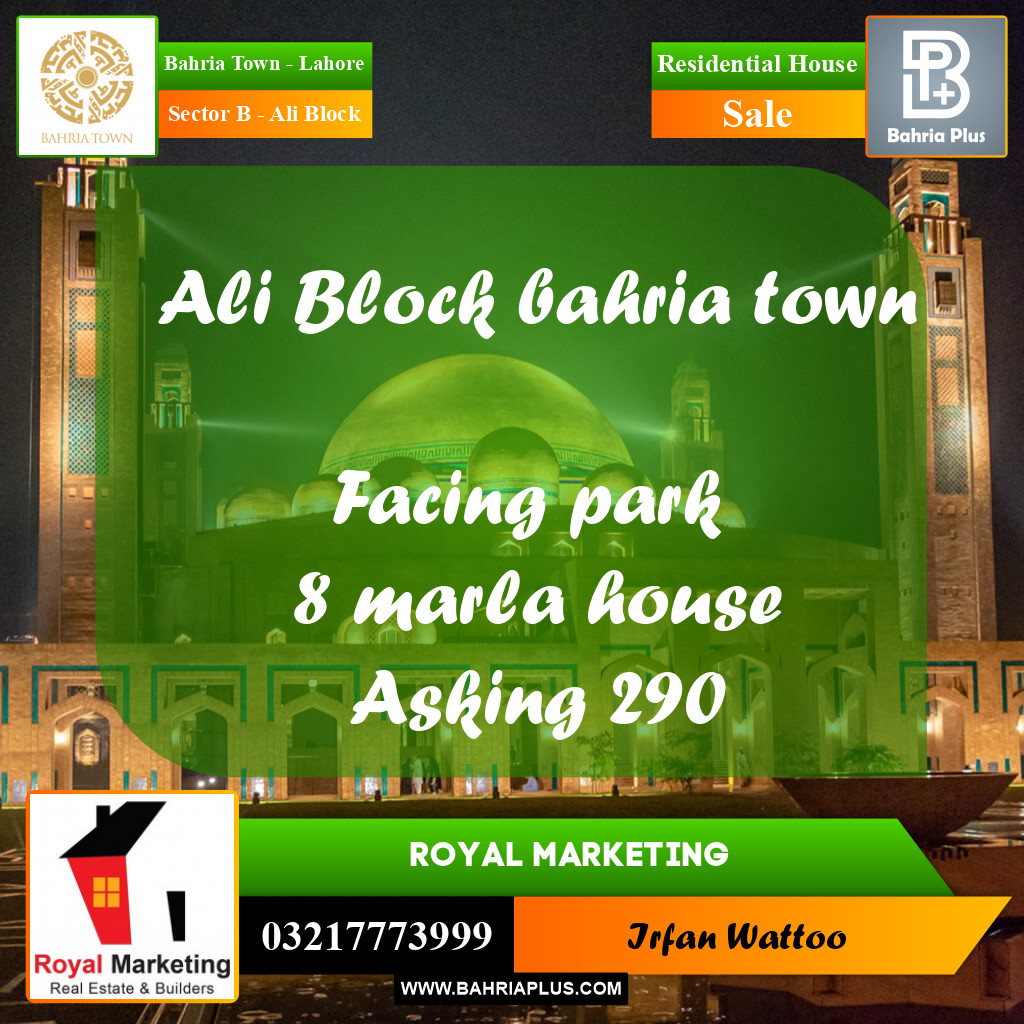 Residential House for Sale in Sector B - Ali Block -  Bahria Town, Lahore - (BP-254453)