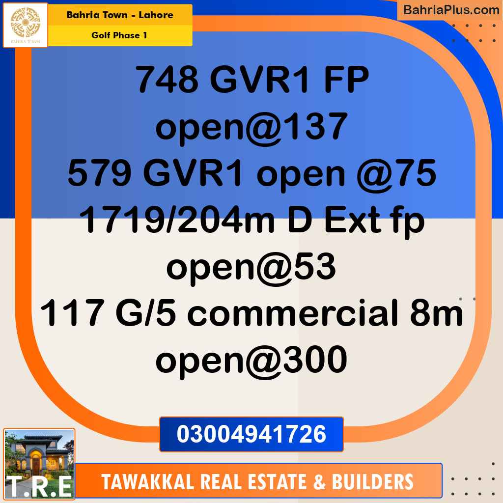 10 Marla Residential Plot for Sale in Golf Phase 1 -  Bahria Town, Lahore - (BP-254456)