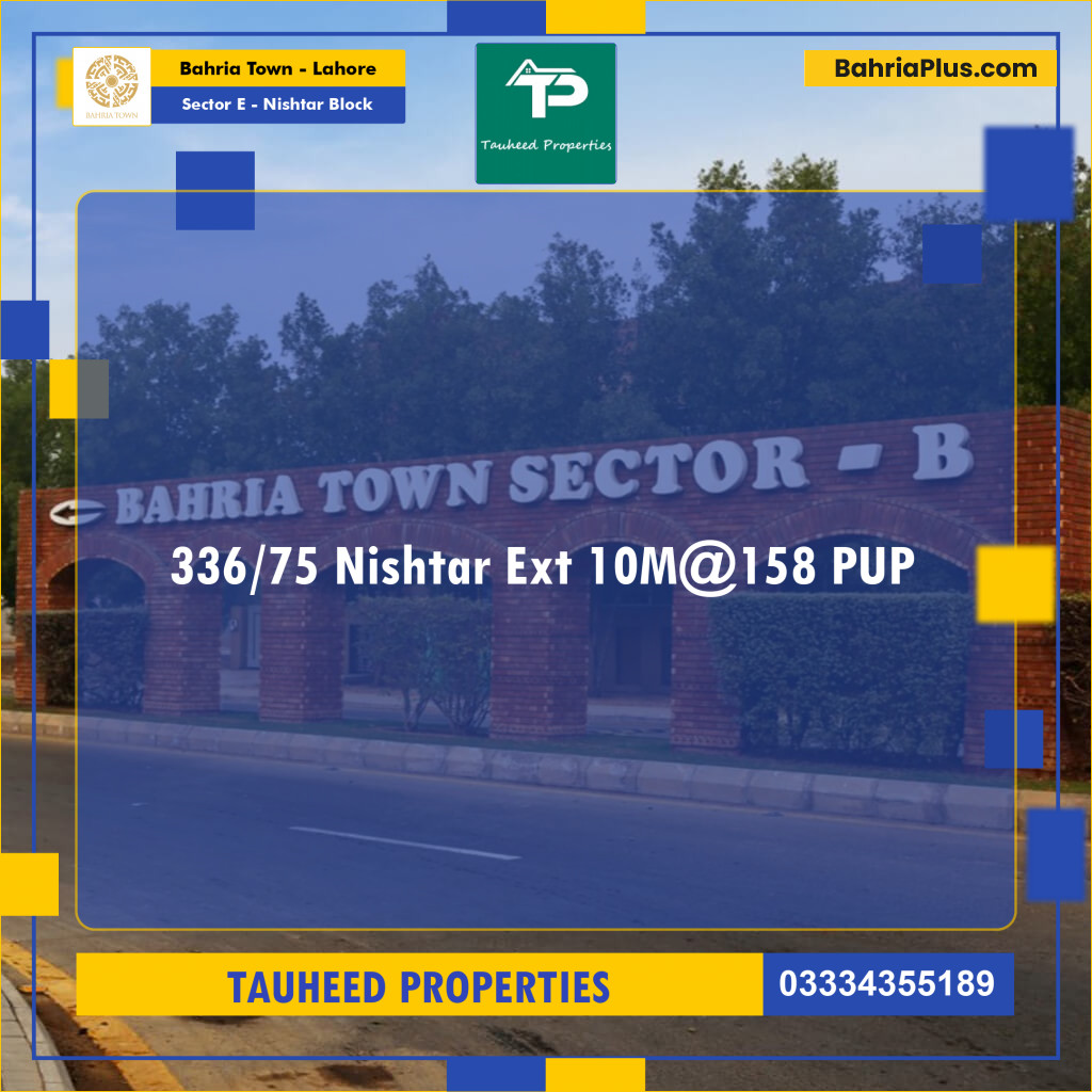 10 Marla Residential Plot for Sale in Sector E - Nishtar Block -  Bahria Town, Lahore - (BP-254471)