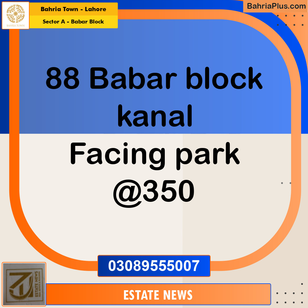 Residential Plot for Sale in Sector A - Babar Block -  Bahria Town, Lahore - (BP-254490)