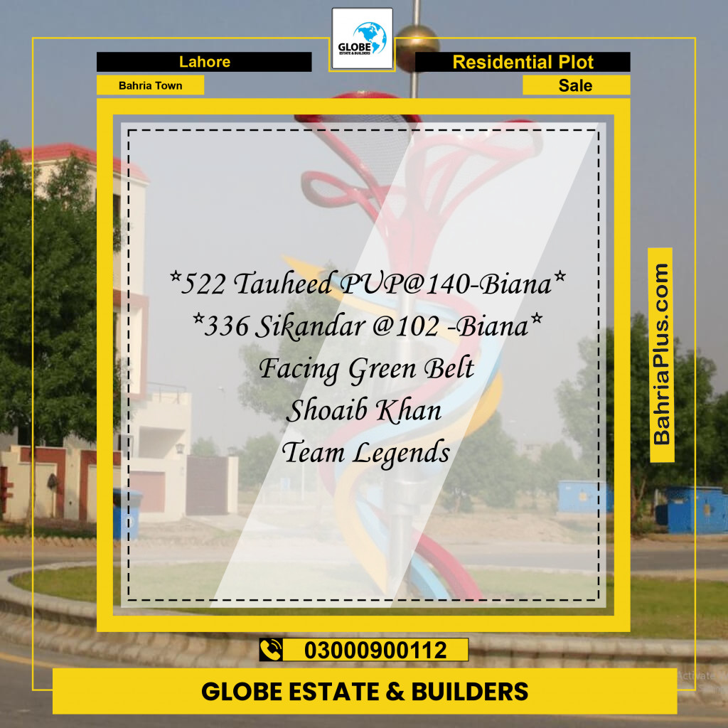 10 Marla Residential Plot for Sale in Bahria Town, Lahore - (BP-254510)