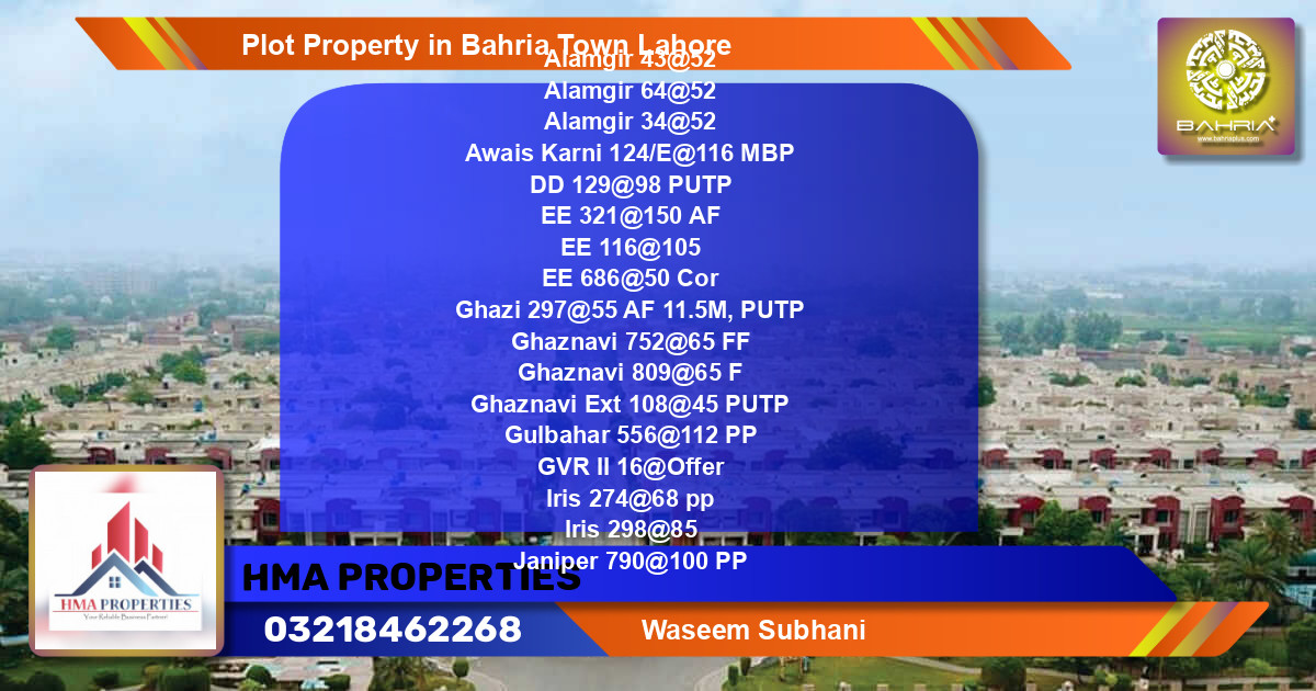 Residential Plot for Sale in Bahria Town, Lahore - (BP-25455)