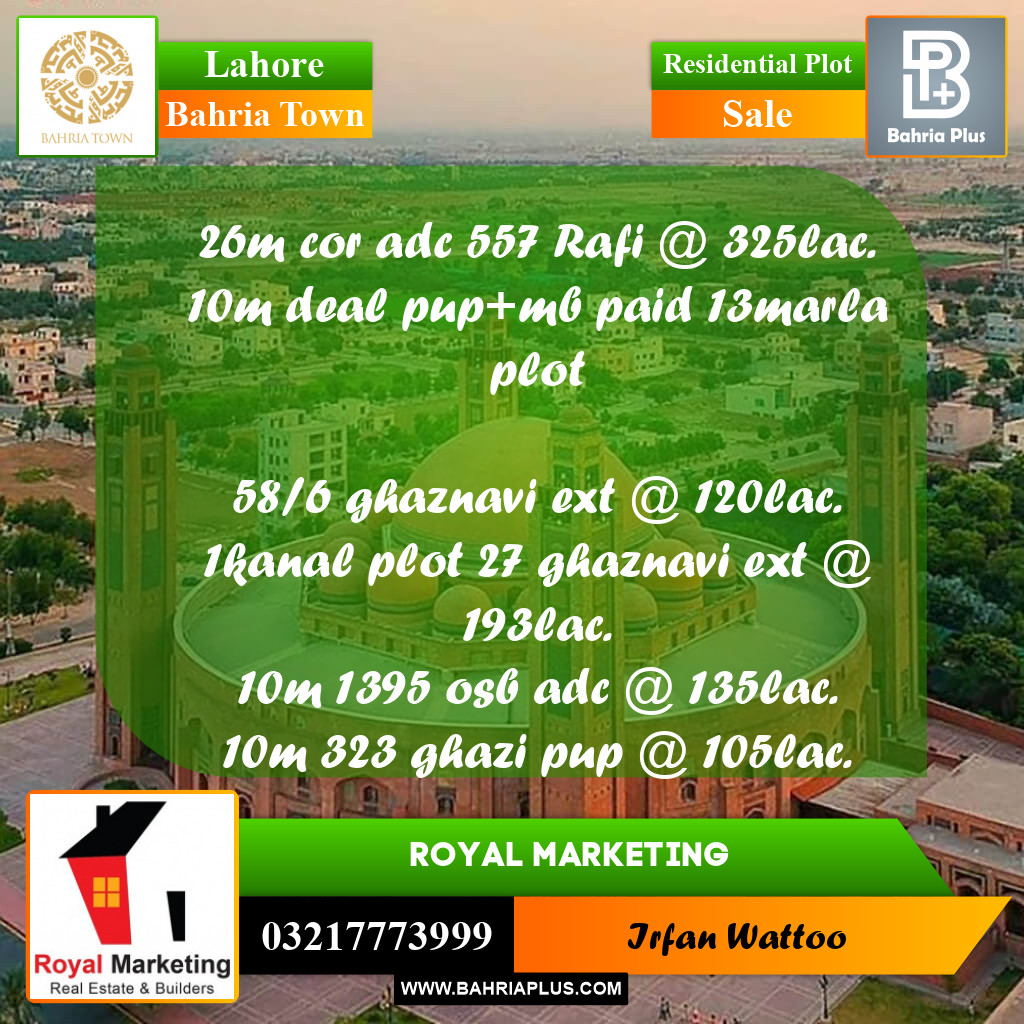 Residential Plot for Sale in Bahria Town, Lahore - (BP-254561)