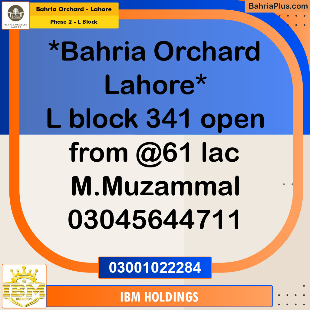 5 Marla Residential Plot for Sale in Phase 2 - L Block -  Bahria Orchard, Lahore - (BP-254566)