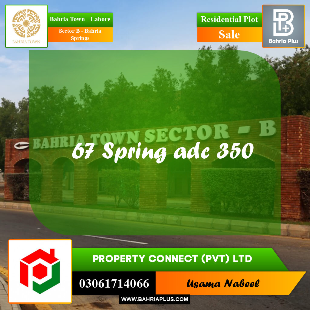 Residential Plot for Sale in Sector B - Bahria Springs -  Bahria Town, Lahore - (BP-254611)