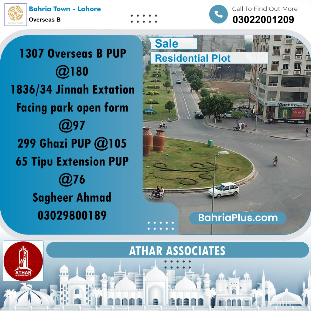 10 Marla Residential Plot for Sale in Overseas B -  Bahria Town, Lahore - (BP-254630)