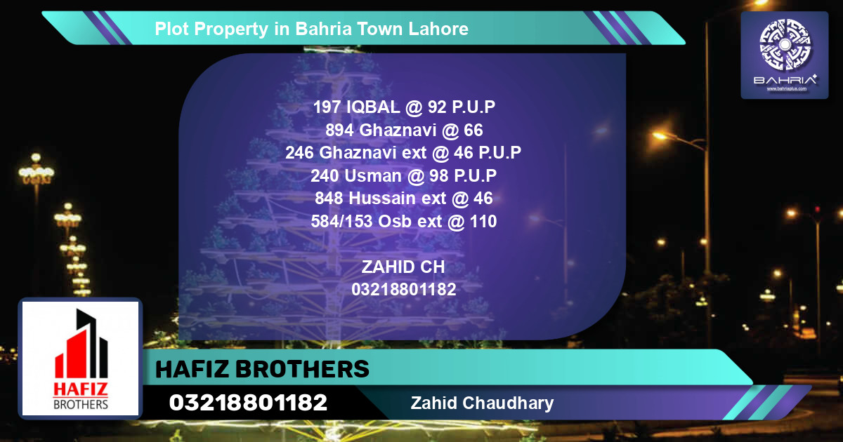 Residential Plot for Sale in Bahria Town, Lahore - (BP-25467)