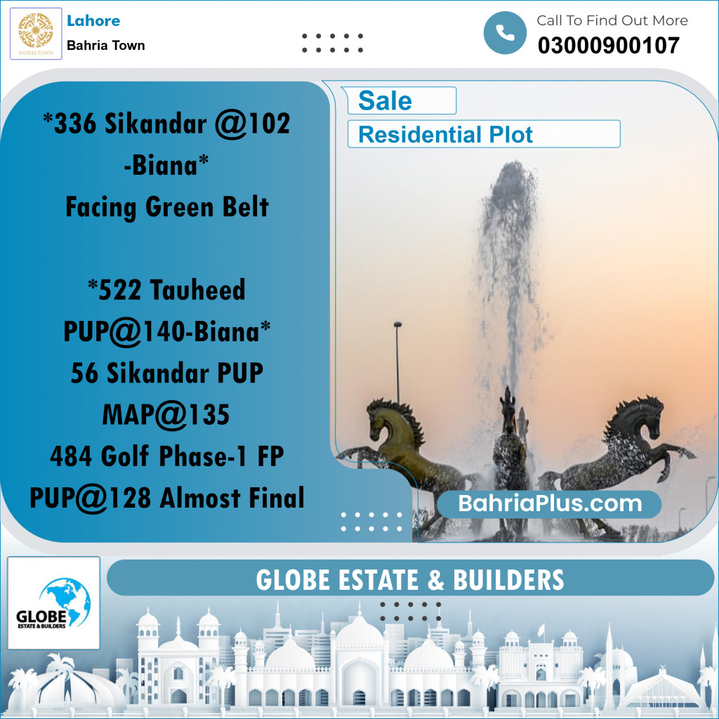 Residential Plot for Sale in Bahria Town, Lahore - (BP-254711)