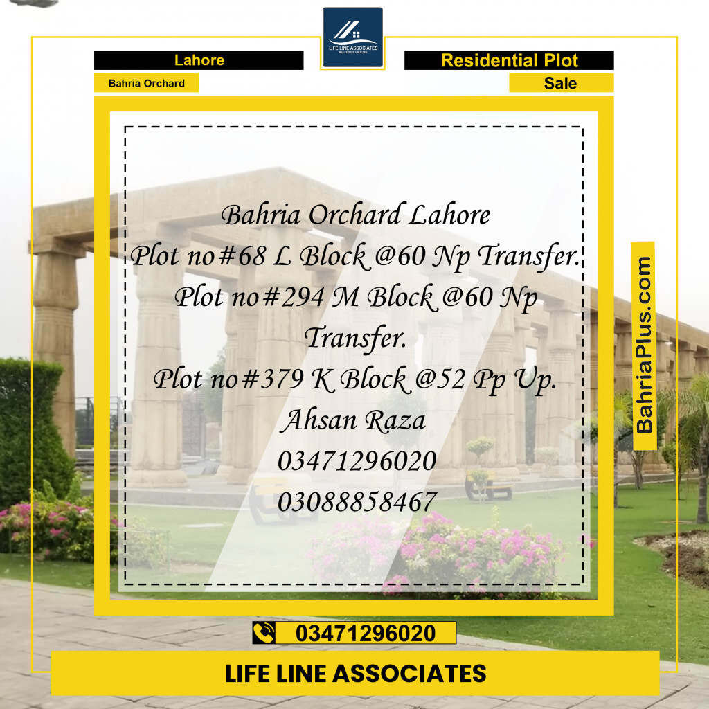 5 Marla Residential Plot for Sale in Bahria Orchard, Lahore - (BP-254733)
