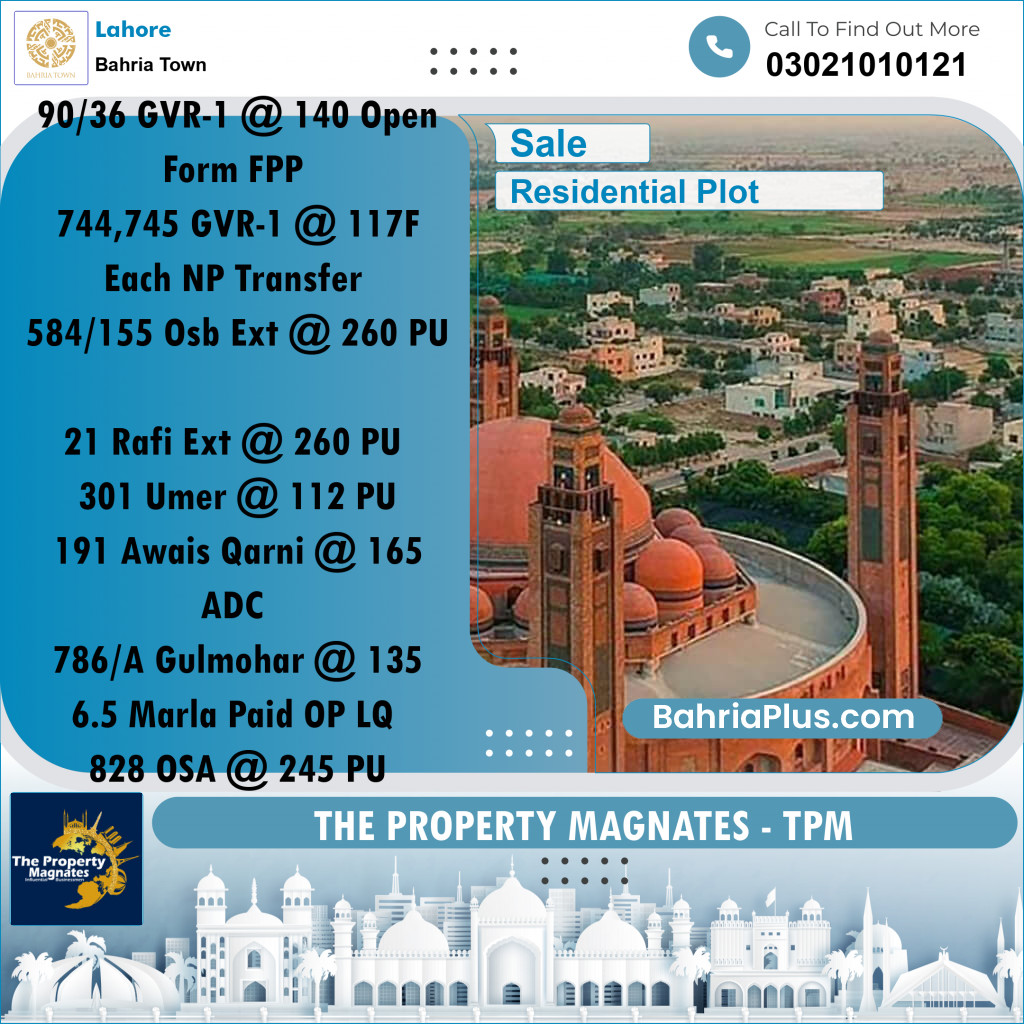 Residential Plot for Sale in Bahria Town, Lahore - (BP-254773)