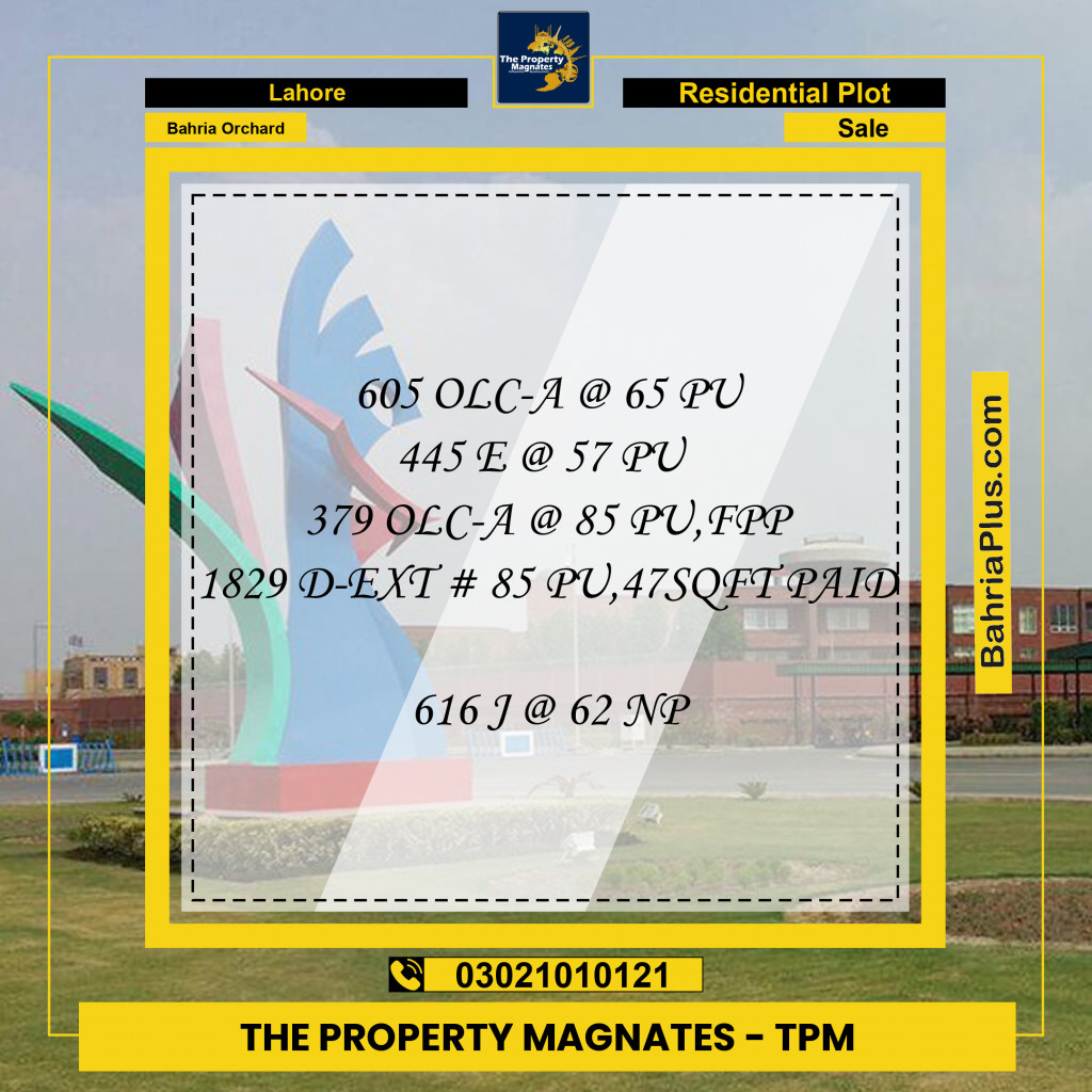 Residential Plot for Sale in Bahria Orchard, Lahore - (BP-254775)