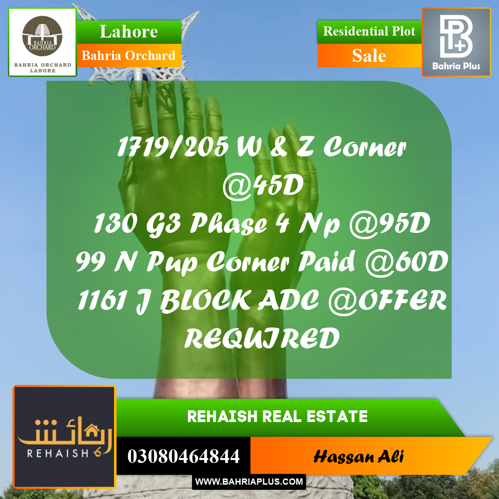 Residential Plot for Sale in Bahria Orchard, Lahore - (BP-254788)