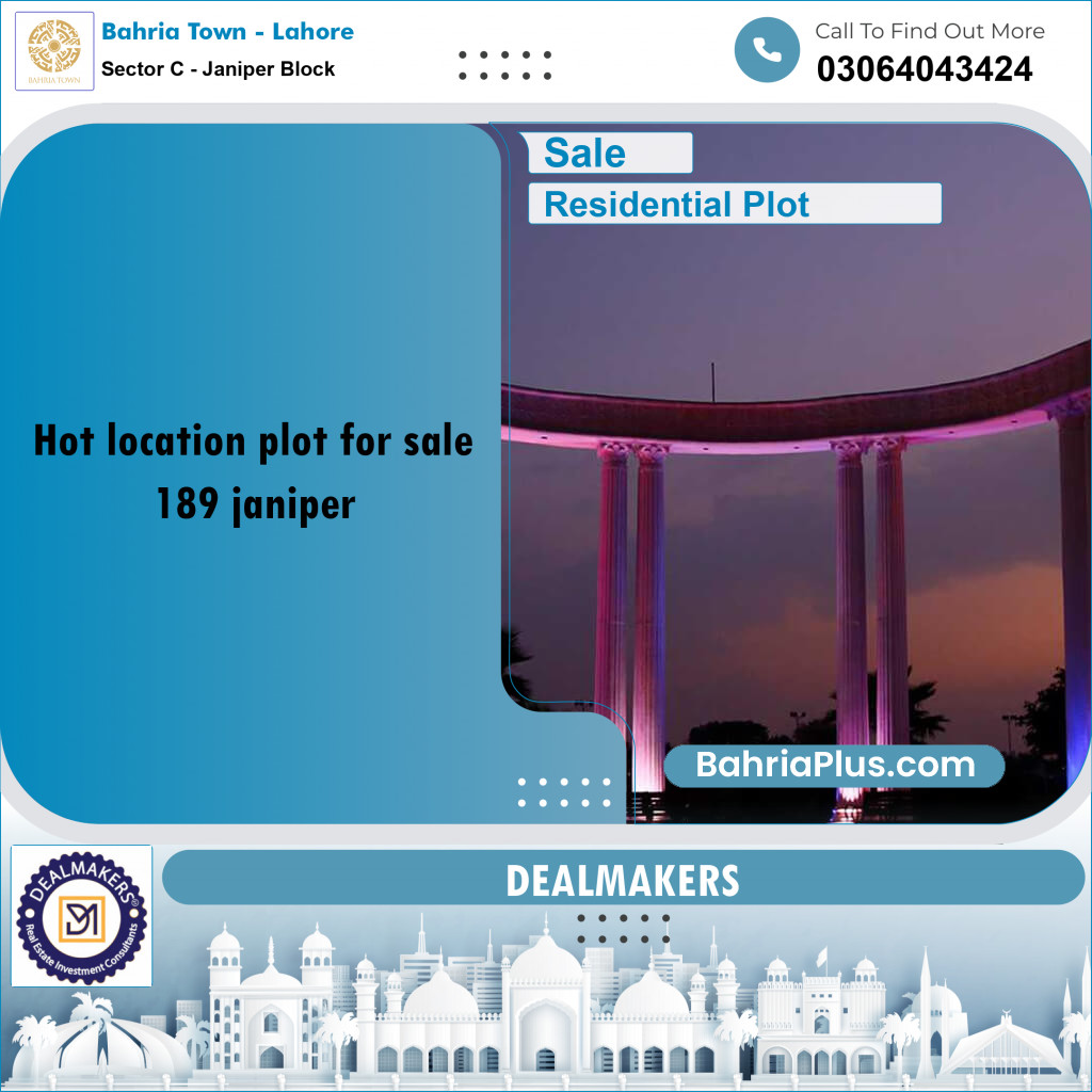 10 Marla Residential Plot for Sale in Sector C - Janiper Block -  Bahria Town, Lahore - (BP-254849)