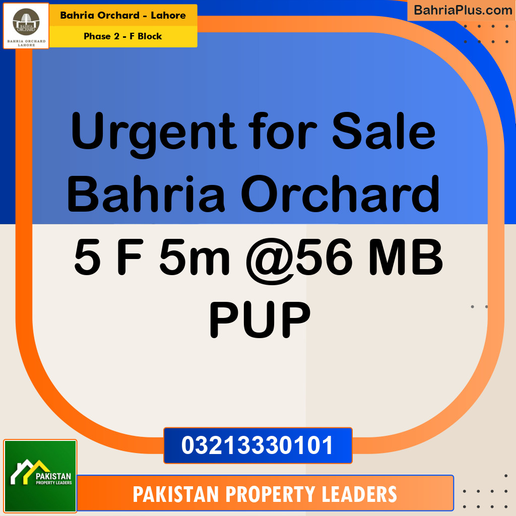 5 Marla Residential Plot for Sale in Phase 2 - F Block -  Bahria Orchard, Lahore - (BP-254850)