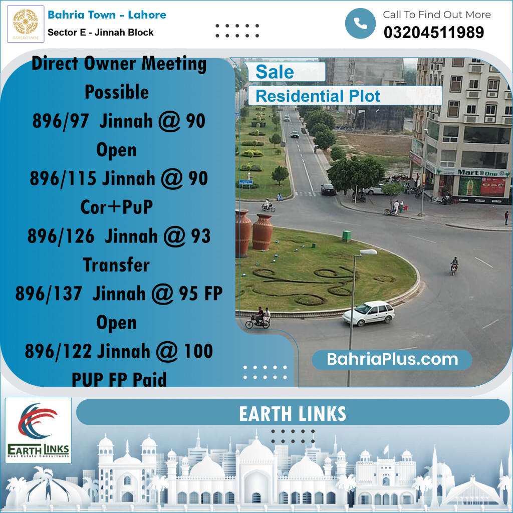5 Marla Residential Plot for Sale in Sector E - Jinnah Block -  Bahria Town, Lahore - (BP-254895)