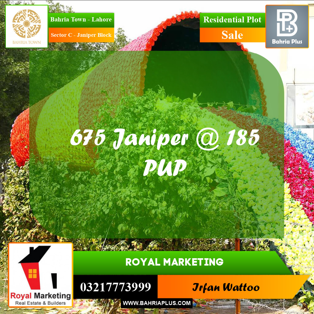 10 Marla Residential Plot for Sale in Sector C - Janiper Block -  Bahria Town, Lahore - (BP-254931)