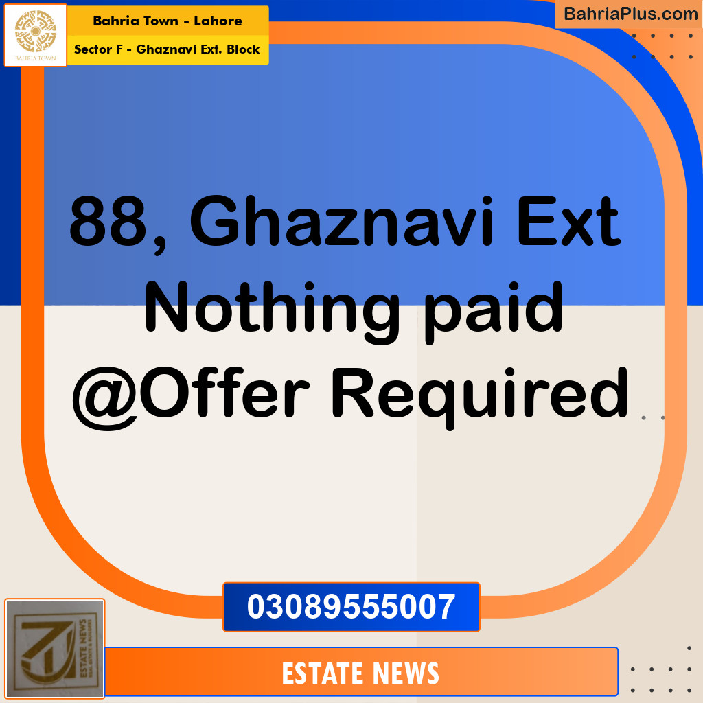 Residential Plot for Sale in Sector F - Ghaznavi Ext. Block -  Bahria Town, Lahore - (BP-254950)