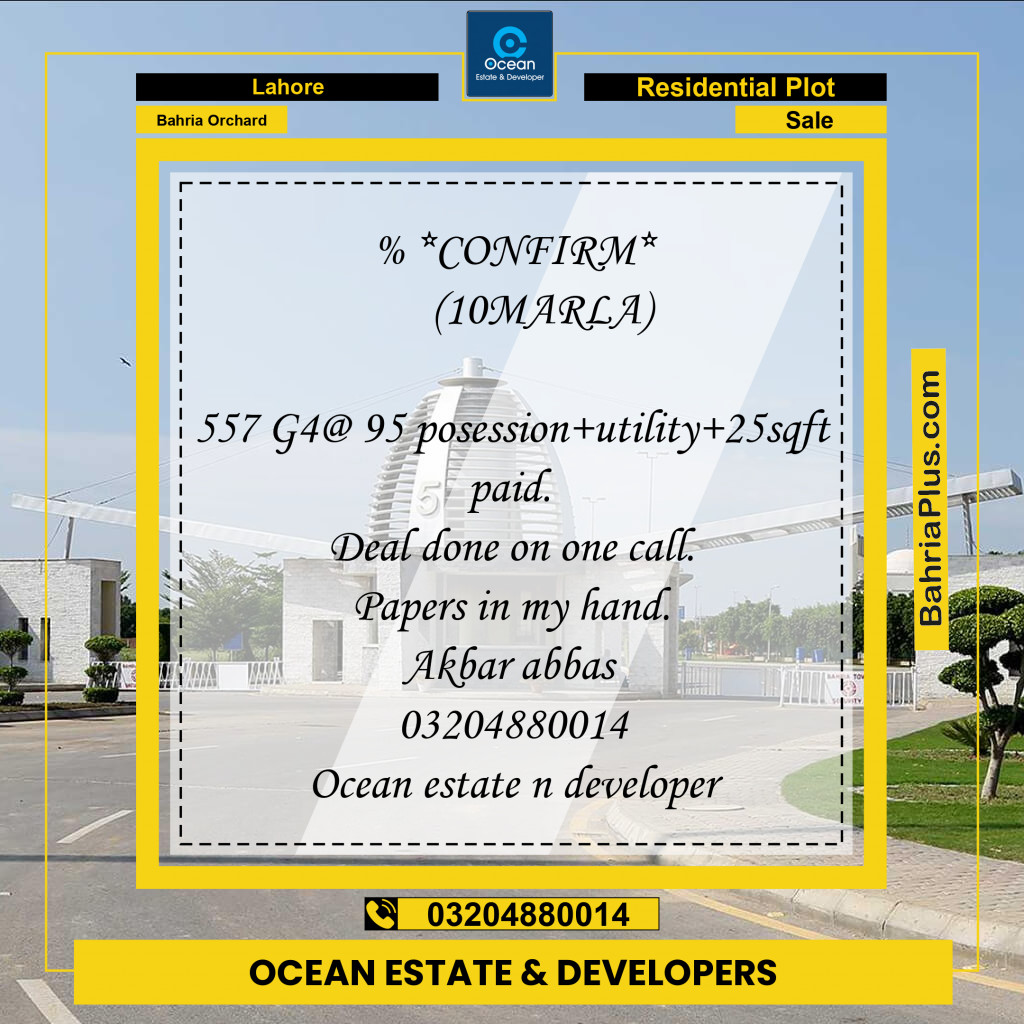 Residential Plot for Sale in Bahria Orchard, Lahore - (BP-254976)