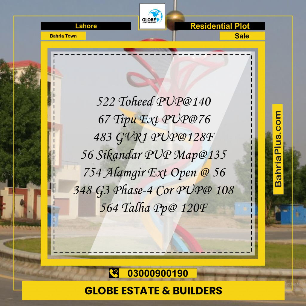 Residential Plot for Sale in Bahria Town, Lahore - (BP-255040)