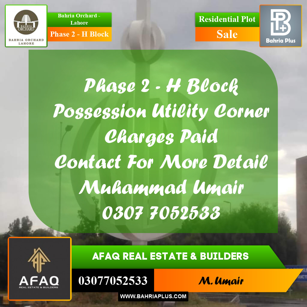 8 Marla Residential Plot for Sale in Phase 2 - H Block -  Bahria Orchard, Lahore - (BP-255078)
