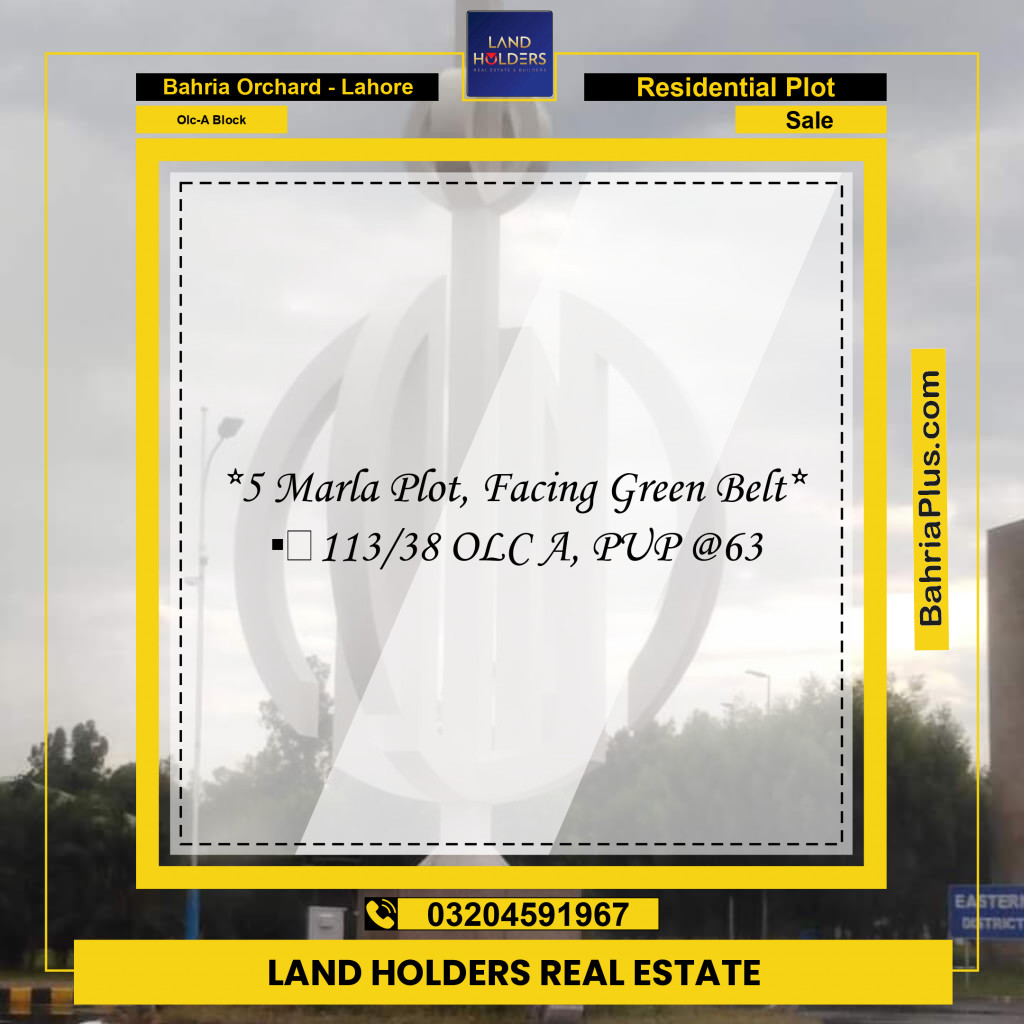5 Marla Residential Plot for Sale in OLC-A Block -  Bahria Orchard, Lahore - (BP-255144)