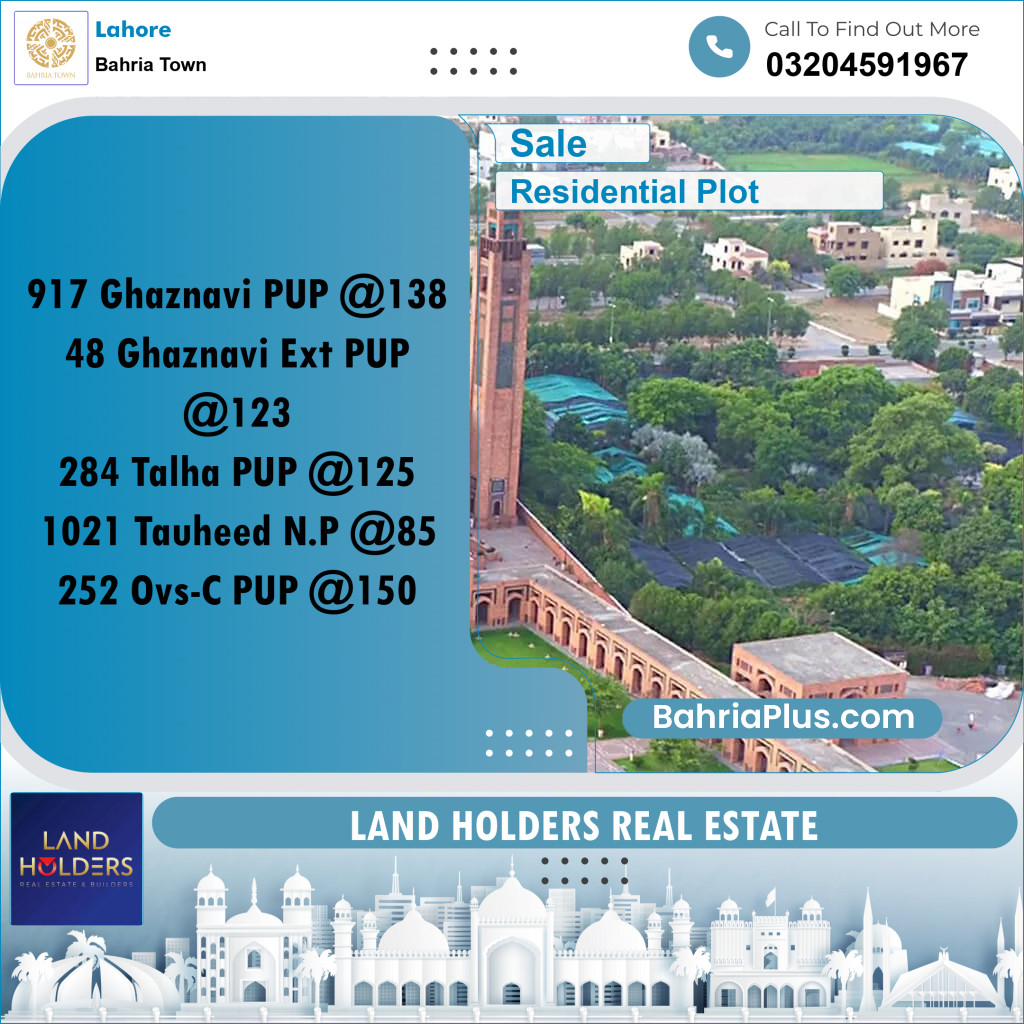 Residential Plot for Sale in Bahria Town, Lahore - (BP-255195)
