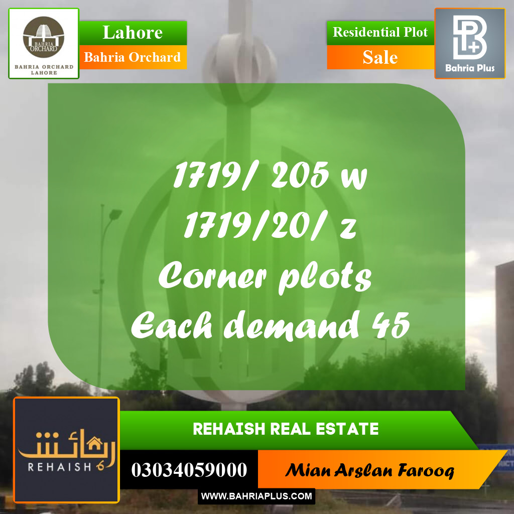 Residential Plot for Sale in Bahria Orchard, Lahore - (BP-255210)