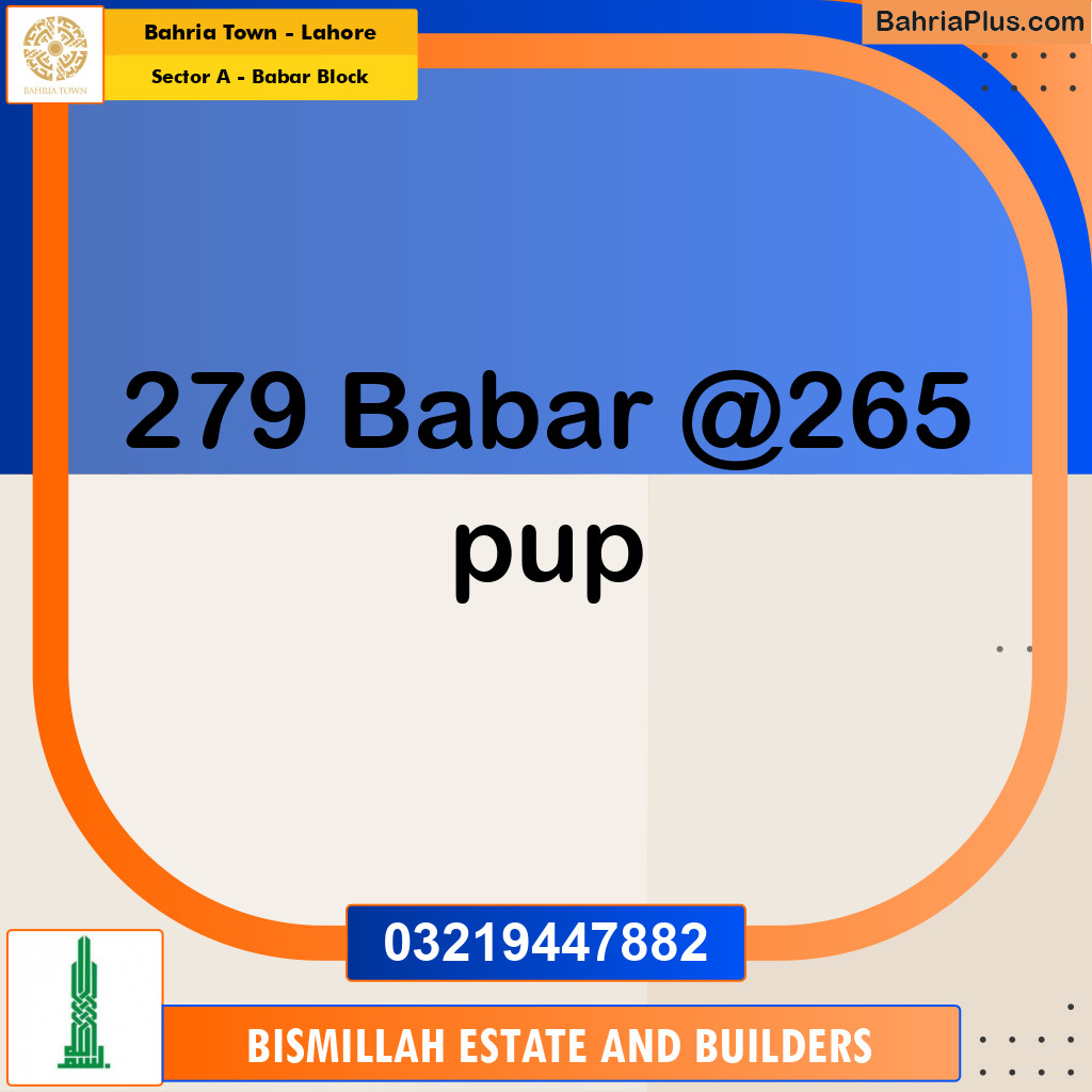 1 Kanal Residential Plot for Sale in Sector A - Babar Block -  Bahria Town, Lahore - (BP-255216)