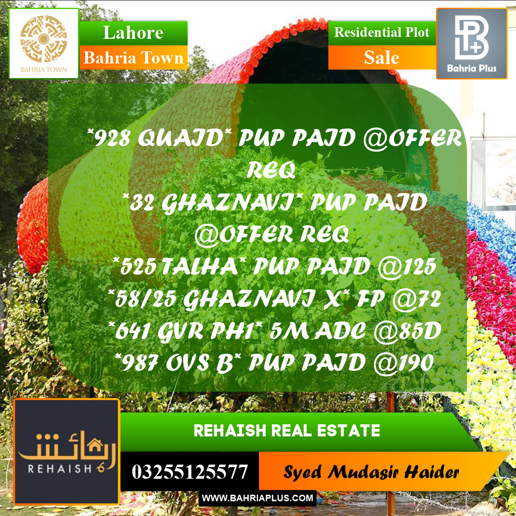 Residential Plot for Sale in Bahria Town, Lahore - (BP-255217)