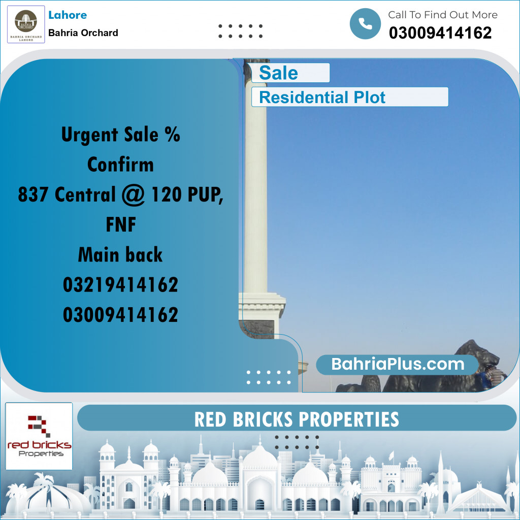 Residential Plot for Sale in Bahria Orchard, Lahore - (BP-255225)