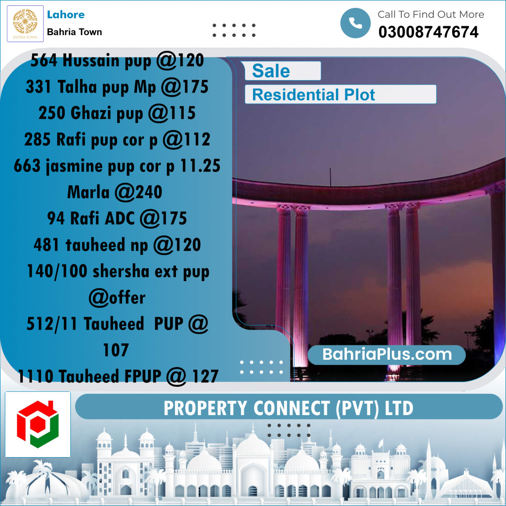 Residential Plot for Sale in Bahria Town, Lahore - (BP-255283)