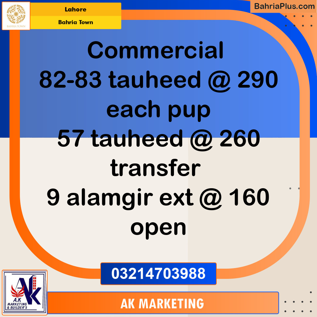 Commercial Plot for Sale in Bahria Town, Lahore - (BP-255313)