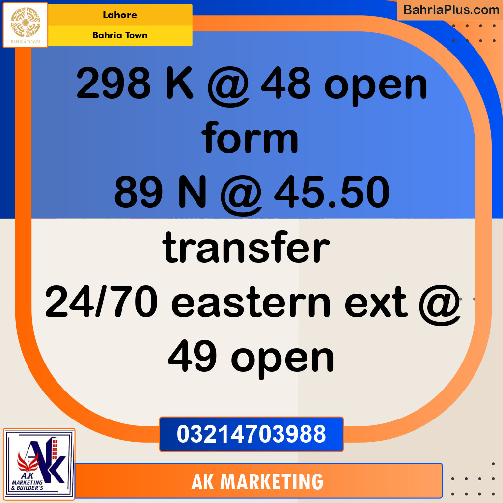 Residential Plot for Sale in Bahria Town, Lahore - (BP-255317)