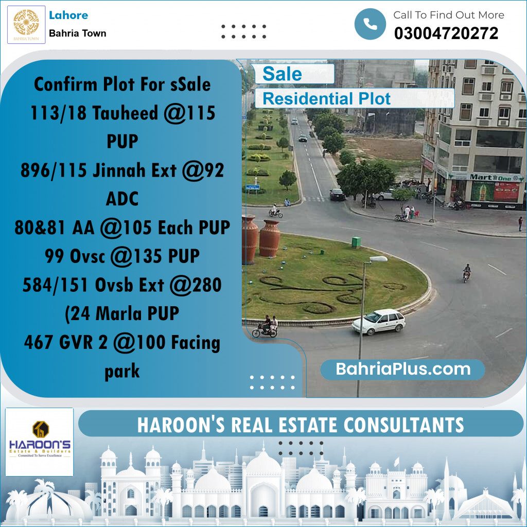 Residential Plot for Sale in Bahria Town, Lahore - (BP-255375)