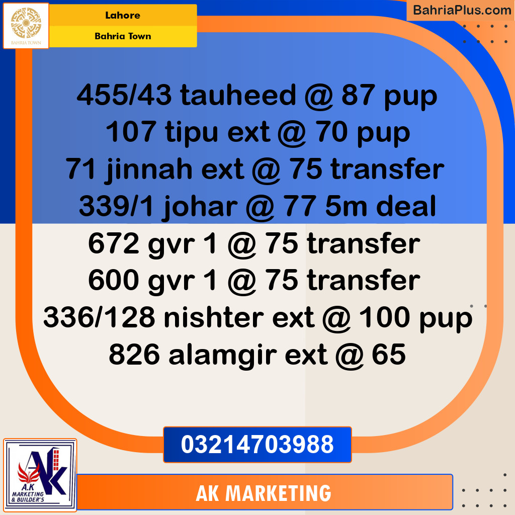 Residential Plot for Sale in Bahria Town, Lahore - (BP-255376)