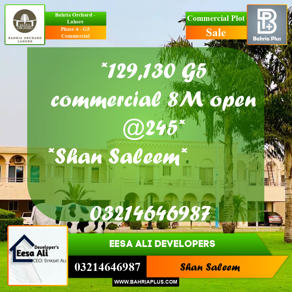 5 Marla Commercial Plot for Sale in Phase 4 - G5 Commercial -  Bahria Orchard, Lahore - (BP-255402)
