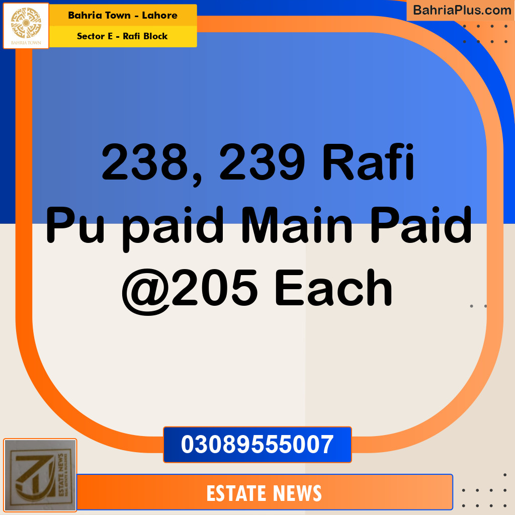Residential Plot for Sale in Sector E - Rafi Block -  Bahria Town, Lahore - (BP-255428)