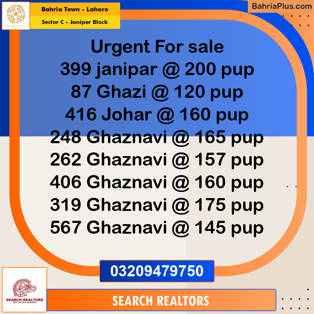 10 Marla Residential Plot for Sale in Sector C - Janiper Block -  Bahria Town, Lahore - (BP-255453)
