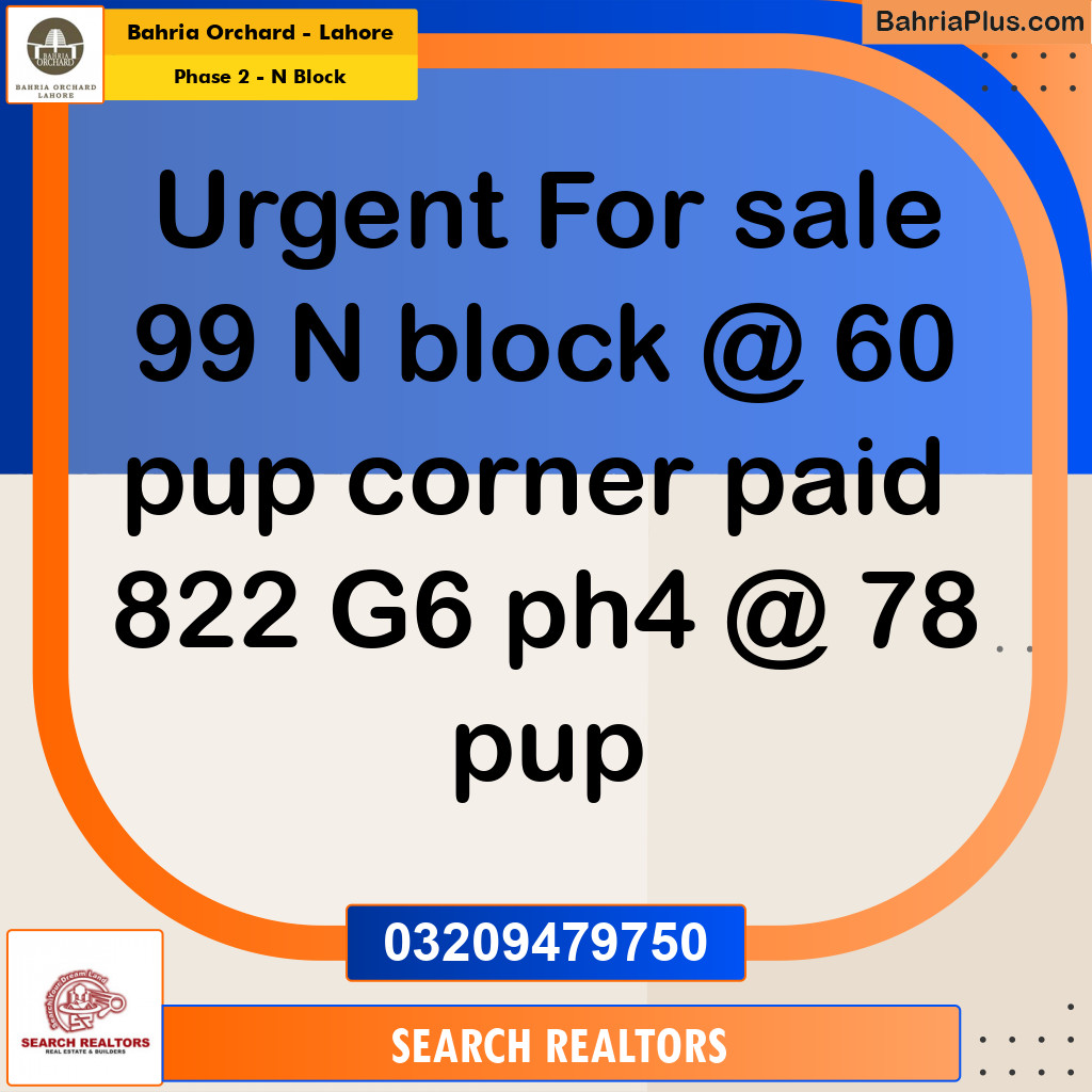 5 Marla Residential Plot for Sale in Phase 2 - N Block -  Bahria Orchard, Lahore - (BP-255461)