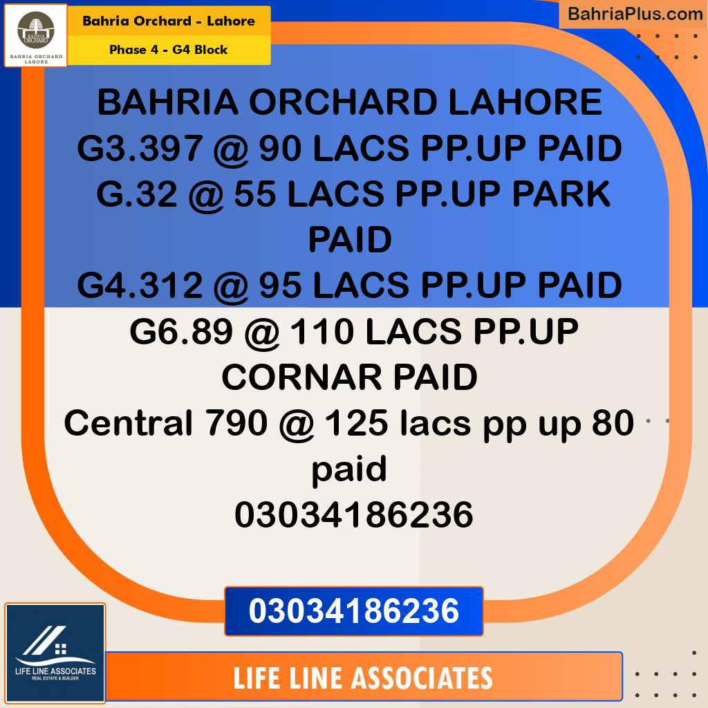 10 Marla Residential Plot for Sale in Phase 4 - G4 Block -  Bahria Orchard, Lahore - (BP-255476)