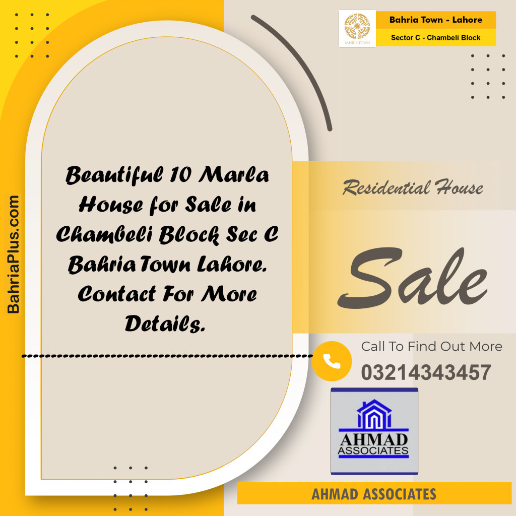 10 Marla Residential House for Sale in Sector C - Chambeli Block -  Bahria Town, Lahore - (BP-255477)