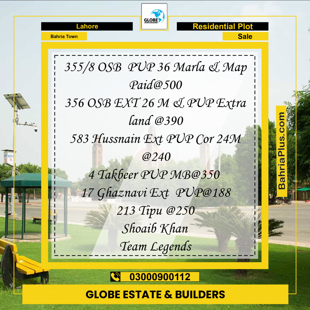 1 Kanal Residential Plot for Sale in Bahria Town, Lahore - (BP-255485)