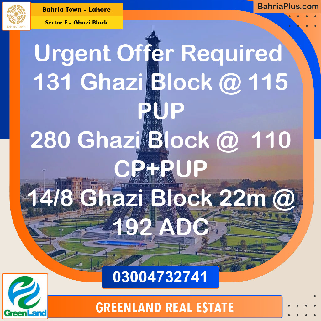 10 Marla Residential Plot for Sale in Sector F - Ghazi Block -  Bahria Town, Lahore - (BP-255494)