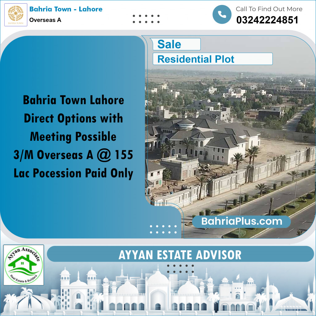 10 Marla Residential Plot for Sale in Overseas A -  Bahria Town, Lahore - (BP-255501)