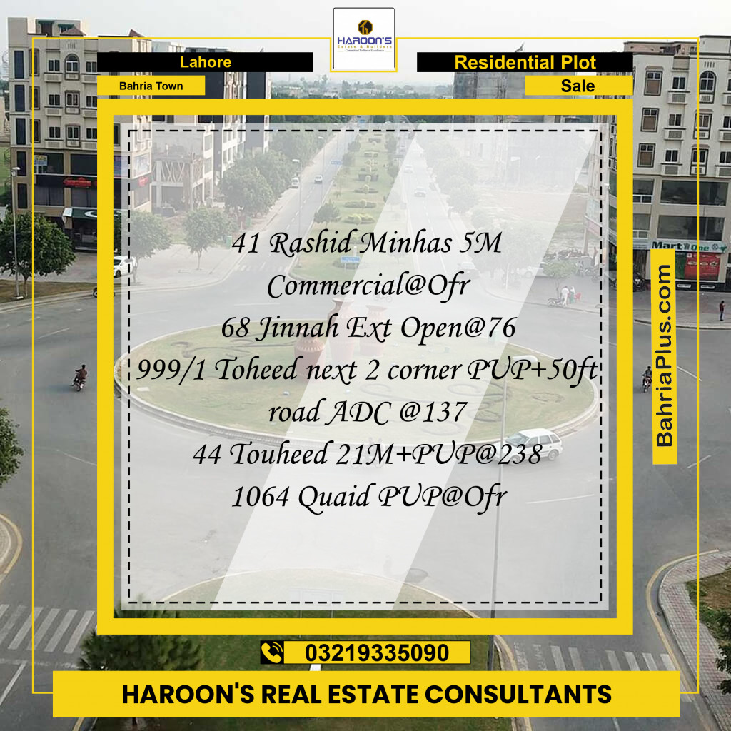 Residential Plot for Sale in Bahria Town, Lahore - (BP-255521)