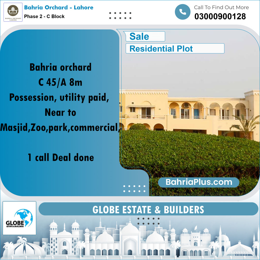 8 Marla Residential Plot for Sale in Phase 2 - C Block -  Bahria Orchard, Lahore - (BP-255539)