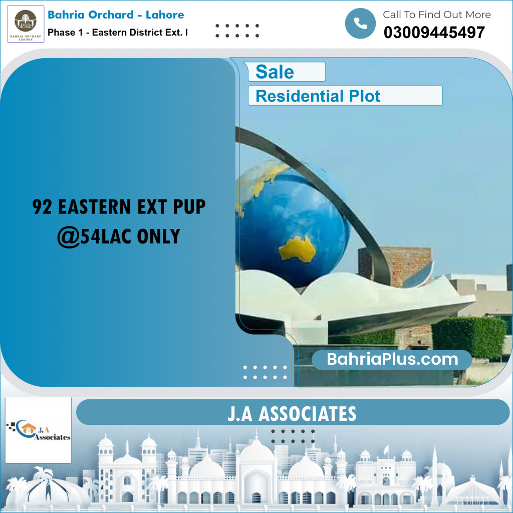 5 Marla Residential Plot for Sale in Phase 1 - Eastern District Ext. I -  Bahria Orchard, Lahore - (BP-255550)